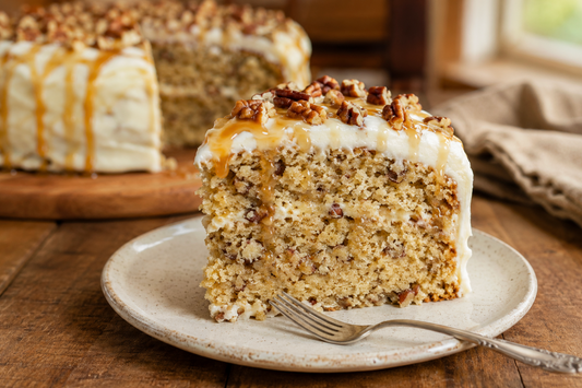 This Southern Butter Pecan Cake is packed with toasted pecans and topped with rich cream cheese frosting. A moist homemade cake perfect for holidays, birthdays, and family gatherings.
