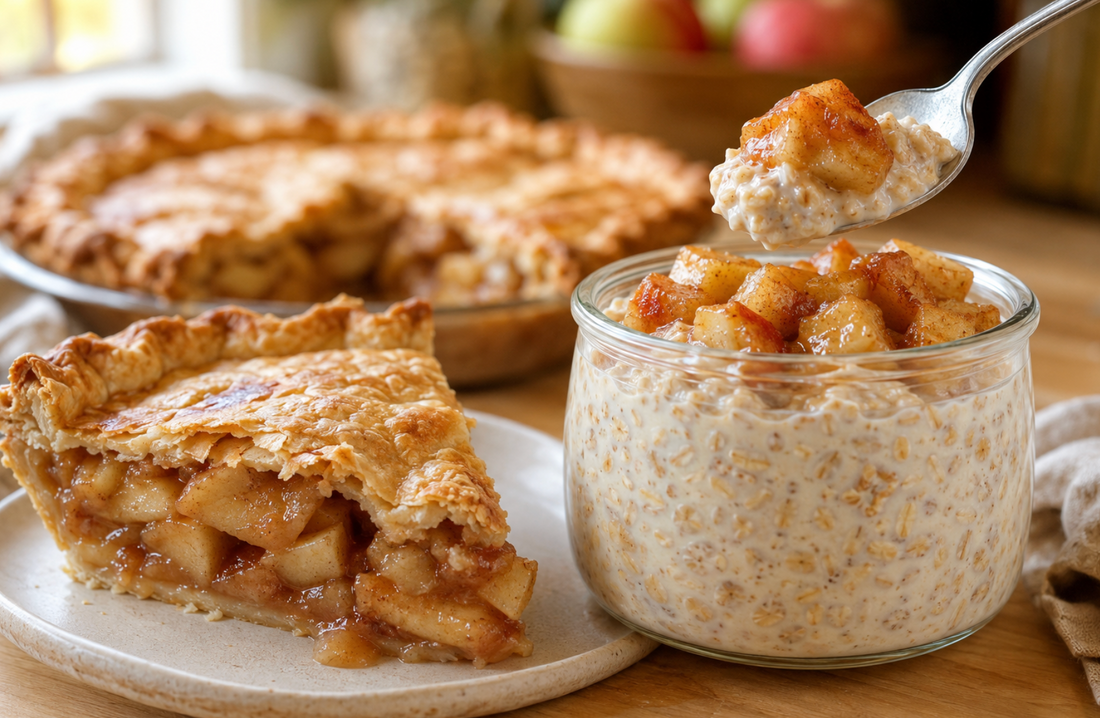 These creamy Apple Pie Overnight Oats combine cinnamon oats with tender brown sugar apples for an easy, healthy make-ahead breakfast.