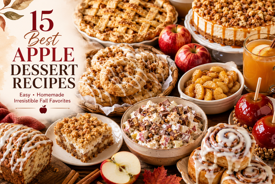 Discover the best apple dessert recipes including apple pie, apple fritters, apple cheesecake cookies, apple cinnamon bread, caramel apple cheesecake, apple cider, and more.