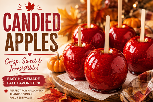 These homemade Candied Apples have a crisp, glossy candy shell with the perfect sweet crunch surrounding fresh, juicy apples for Halloween, fall festivals, Thanksgiving dessert tables.