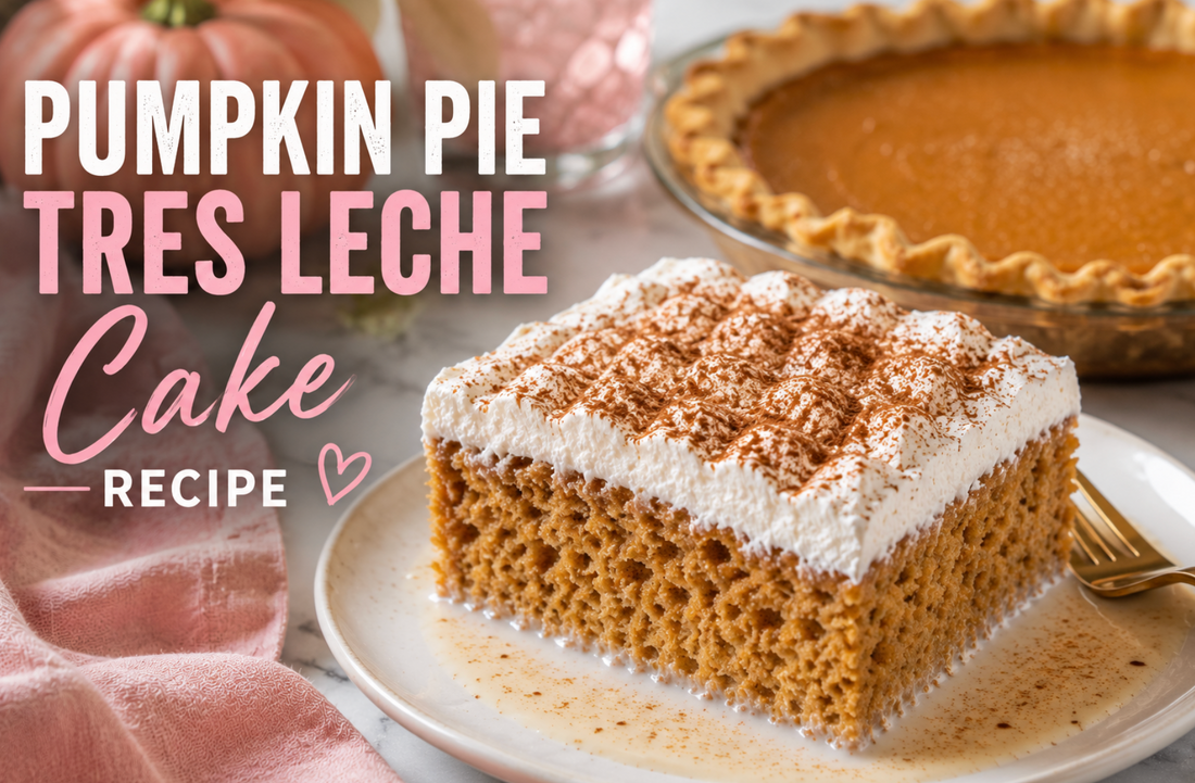 This Pumpkin Tres Leches Cake is an ultra-moist pumpkin spice cake soaked in three milks and topped with cinnamon whipped cream and caramel. Perfect for Thanksgiving and fall!
