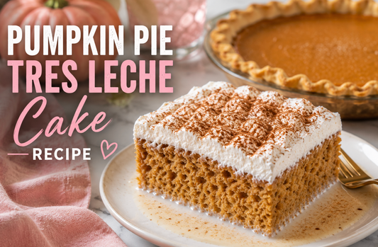 This Pumpkin Tres Leches Cake is an ultra-moist pumpkin spice cake soaked in three milks and topped with cinnamon whipped cream and caramel. Perfect for Thanksgiving and fall!