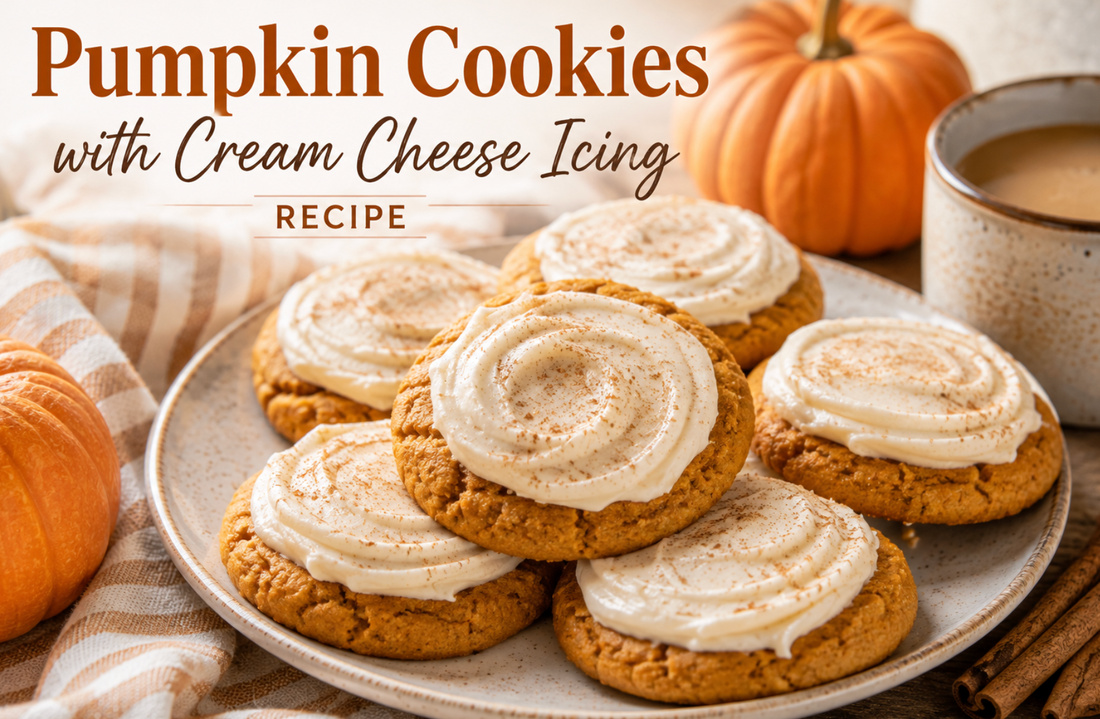 Make soft Pumpkin Cookies topped with cream cheese frosting. A delicious fall dessert recipe perfect for Halloween, Thanksgiving, and pumpkin season.