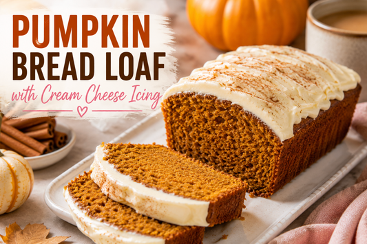 This moist Pumpkin Bread with Cream Cheese Icing is a bakery-style fall loaf with pumpkin spice flavor and thick, creamy frosting. Perfect with coffee!