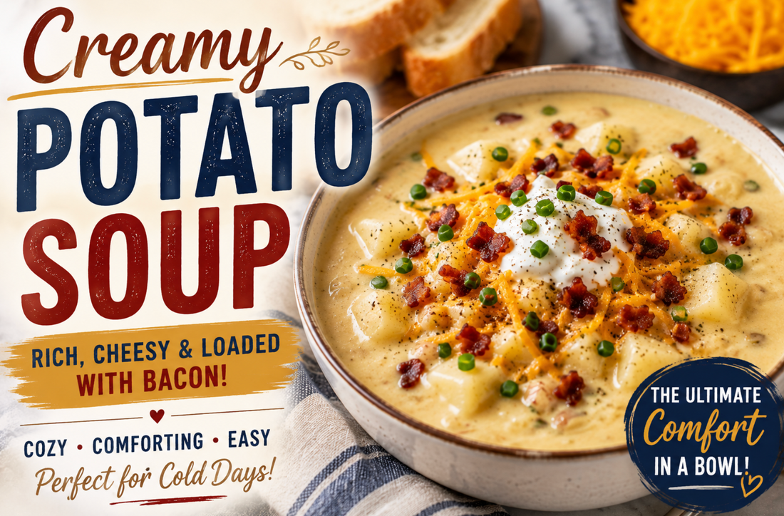 Creamy Potato Soup Recipe – Cheesy Fall Soup Loaded With Bacon