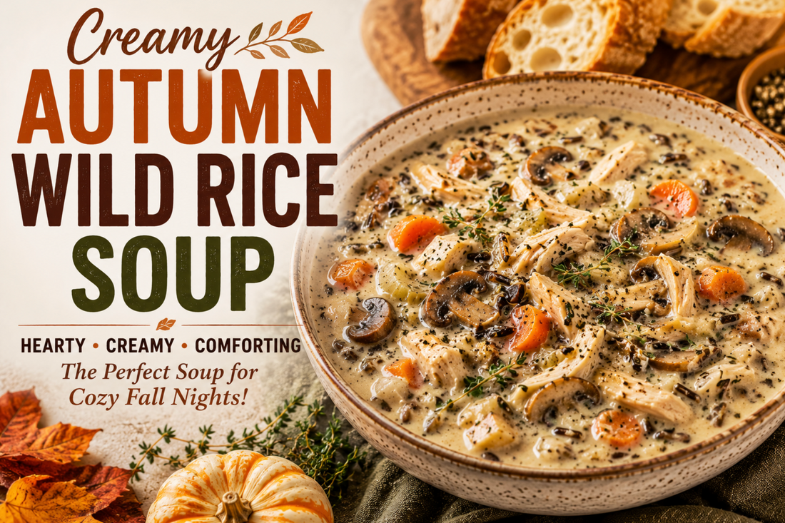 Creamy Autumn Wild Rice Soup Recipe with Chicken and Mushrooms