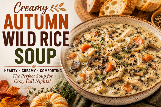 Creamy Autumn Wild Rice Soup Recipe with Chicken and Mushrooms