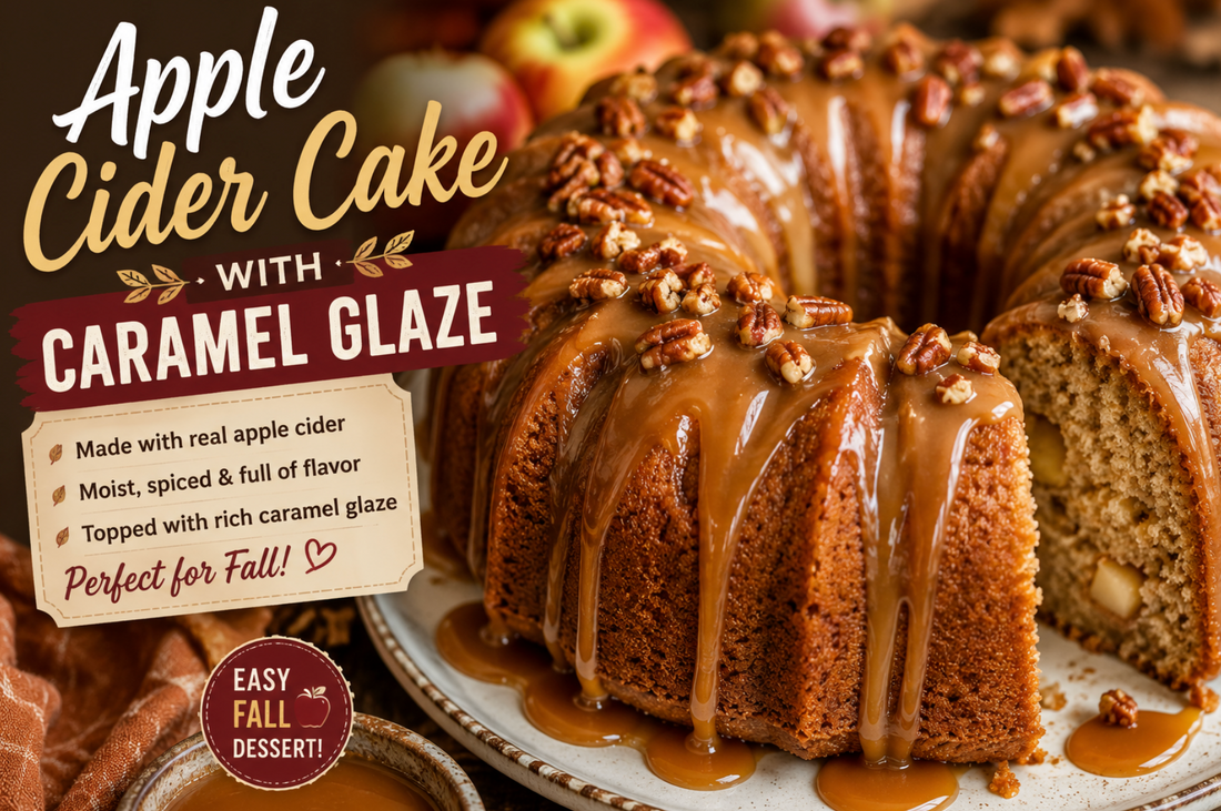 Apple Cider Cake with Caramel Glaze Recipe (Easy Fall Dessert)