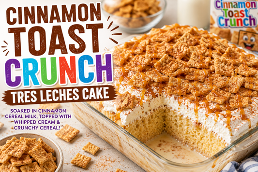 Cinnamon Toast Crunch Tres Leches Cake | Creamy Nostalgic Cereal Milk Dessert