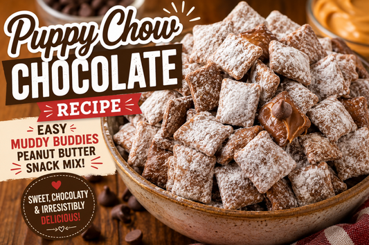 Puppy Chow Chocolate Recipe (Easy Muddy Buddies Peanut Butter Snack Mix)