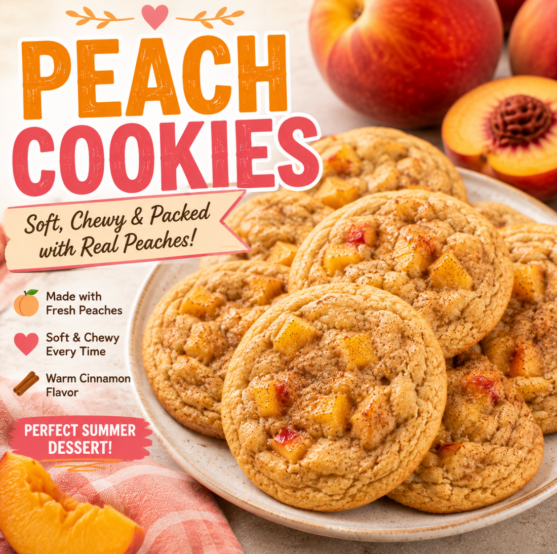 Easy Peach Cookies Recipe (Fresh Soft Chewy Cookie Dessert)