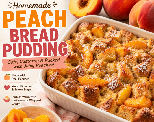 Easy Peach Bread Pudding Recipe (Moist Cozy Southern Dessert)
