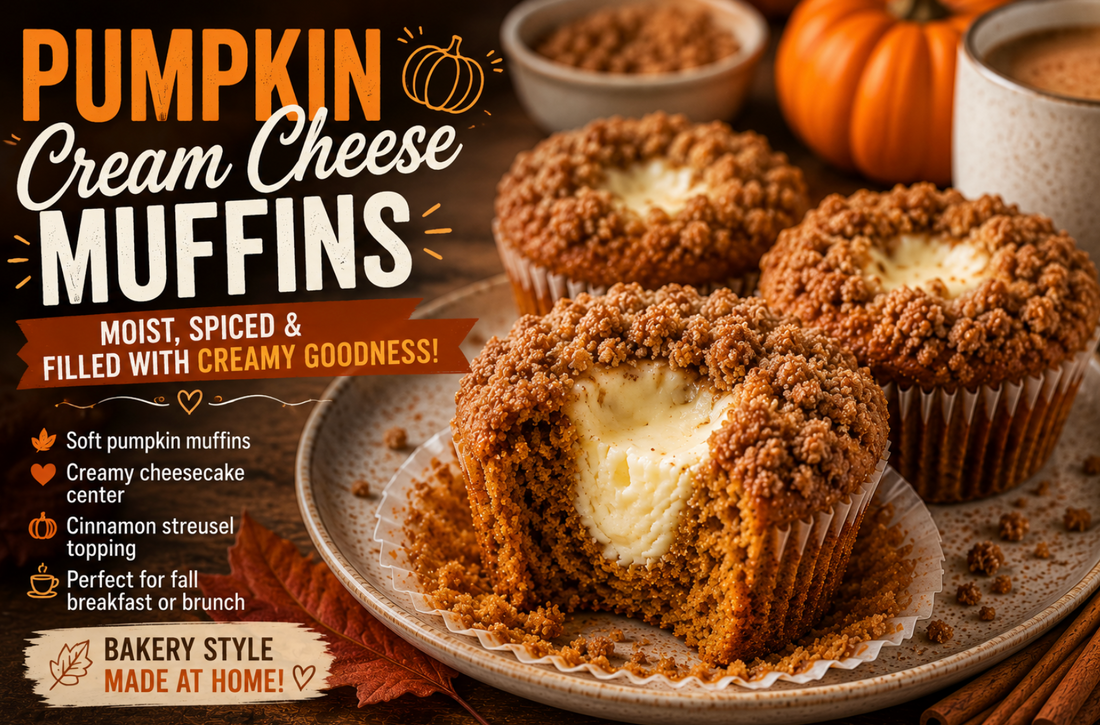Pumpkin Cream Cheese Muffins Recipe with Streusel | Easy Fall Dessert
