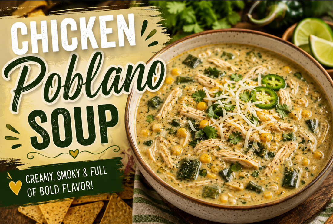 Roasted Chicken Poblano Soup Recipe | Easy Creamy Mexican Fall Meal