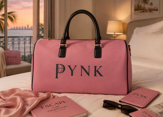 PYNK Travel Bag — Pink Faux Leather Weekender Duffle