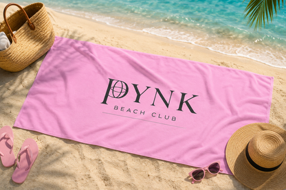 Pynk Beach Club Pink Beach Towel — Luxury Logo Towel for Pool & Sea
