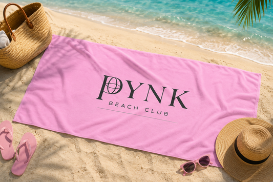 Pynk Beach Club Pink Beach Towel — Luxury Logo Towel for Pool & Sea